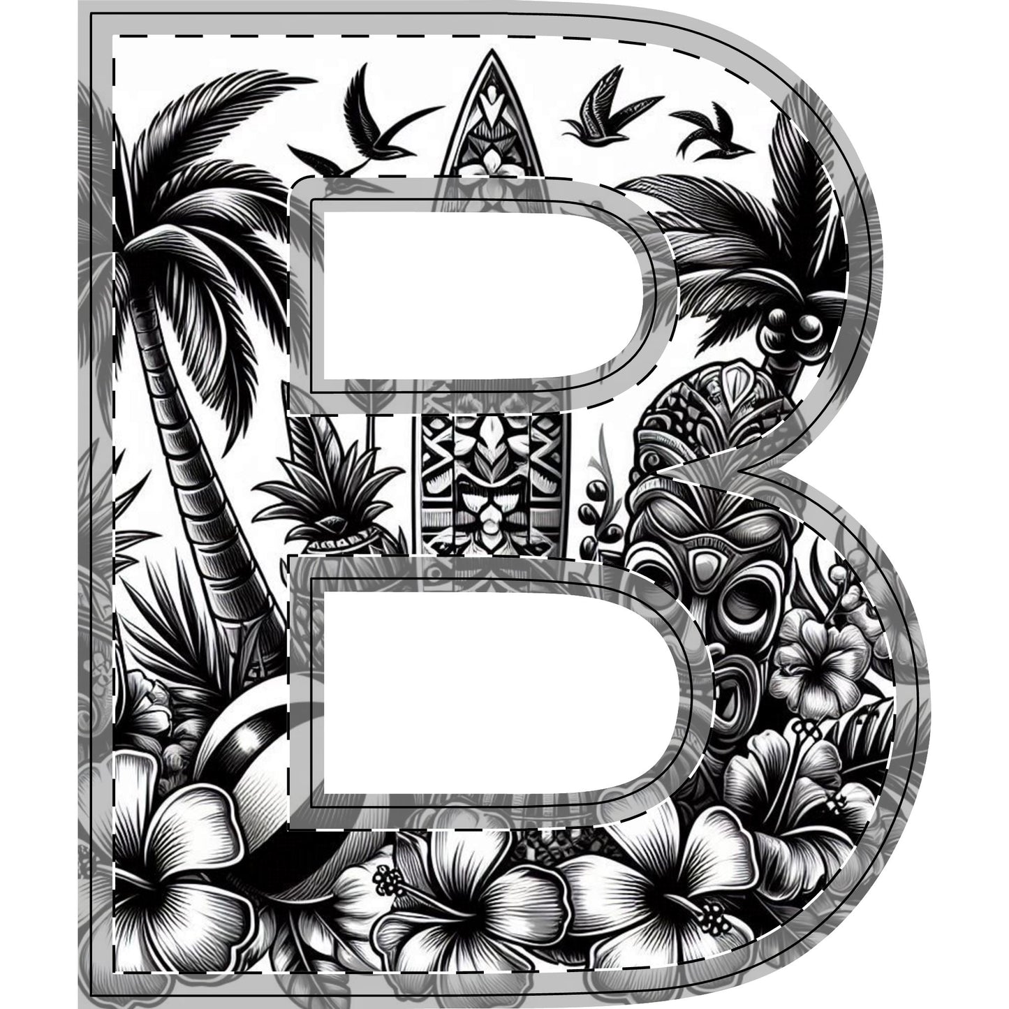Tropical-Themed Wood Decor with Surfboard & Star Design - Hawaiian Flair