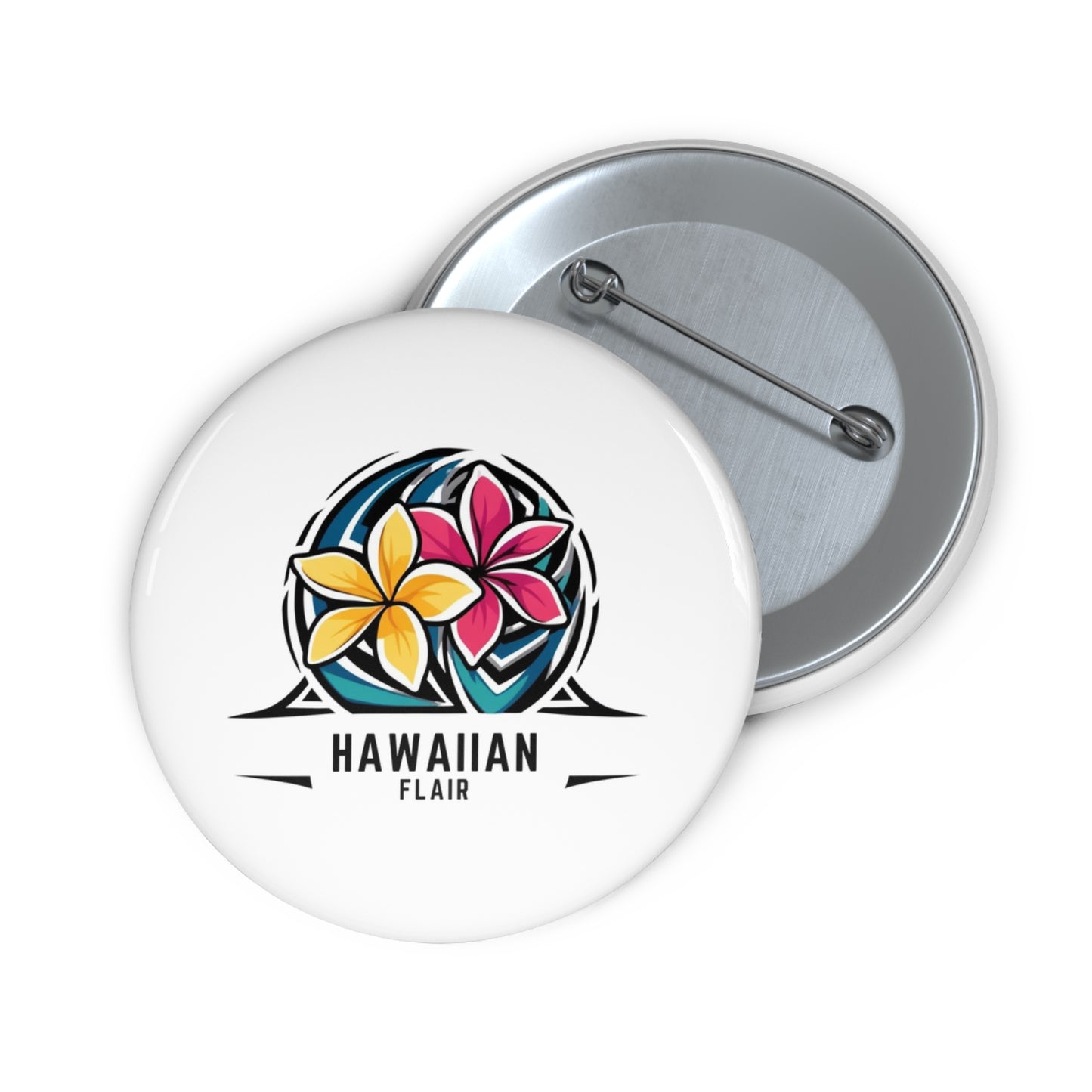 Custom Hawaiian Flair Pin Buttons - Tropical Flower Design - Hawaiian Flair