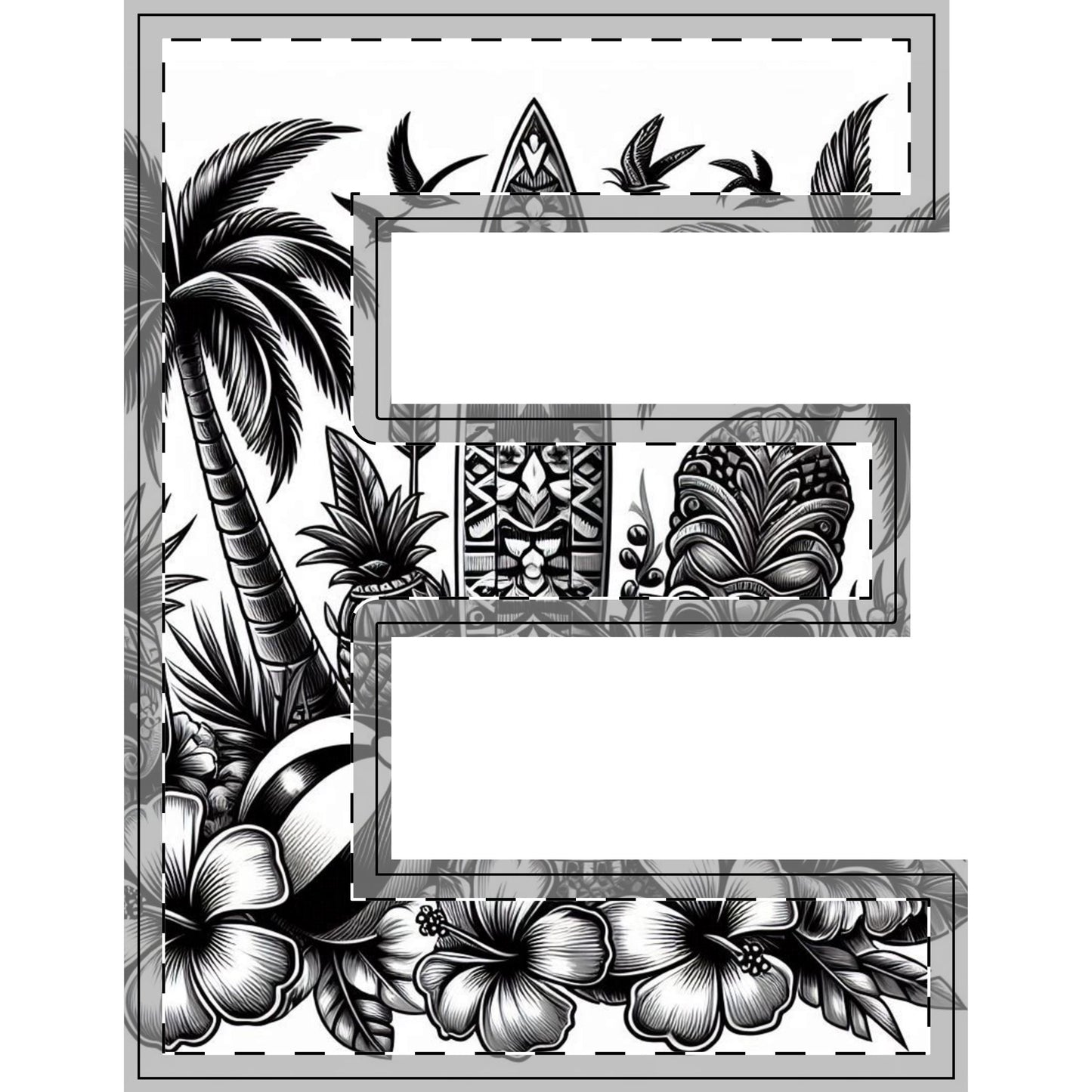 Tropical-Themed Wood Decor with Surfboard & Star Design - Hawaiian Flair