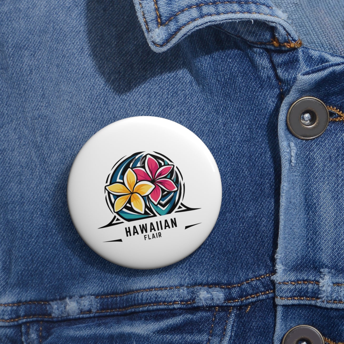 Custom Hawaiian Flair Pin Buttons - Tropical Flower Design - Hawaiian Flair