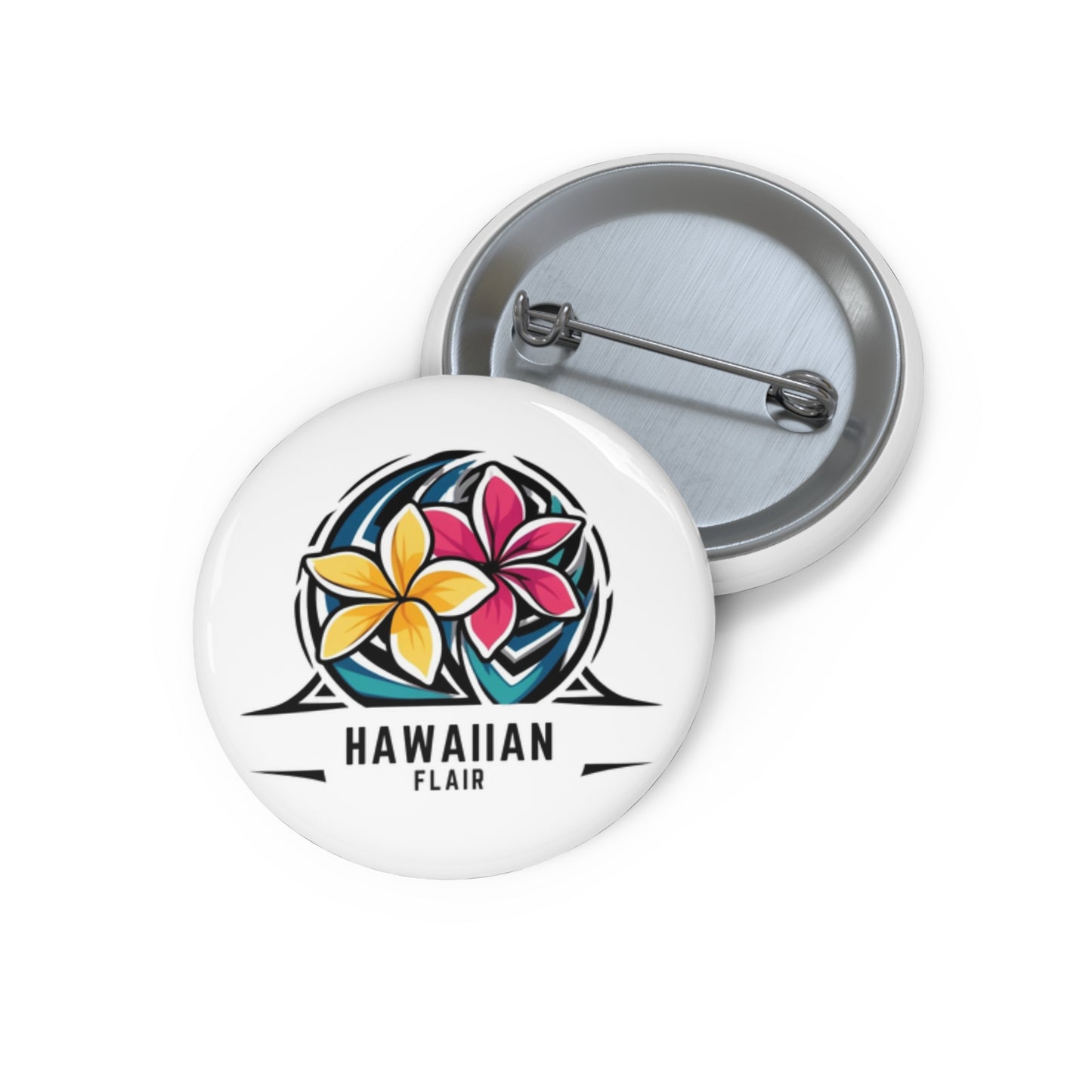 Custom Hawaiian Flair Pin Buttons - Tropical Flower Design - Hawaiian Flair