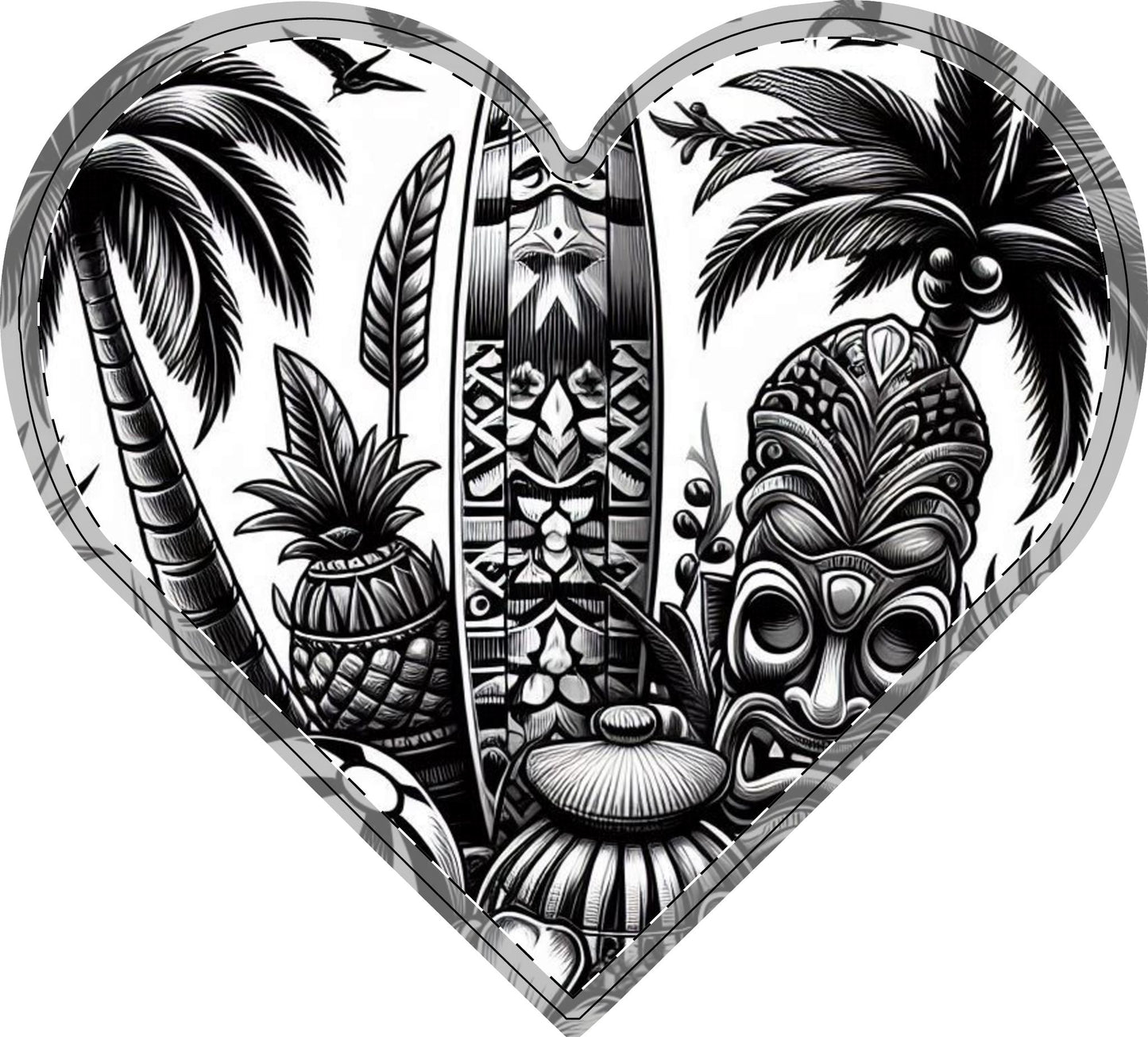 Tropical-Themed Wood Decor with Surfboard & Star Design - Hawaiian Flair