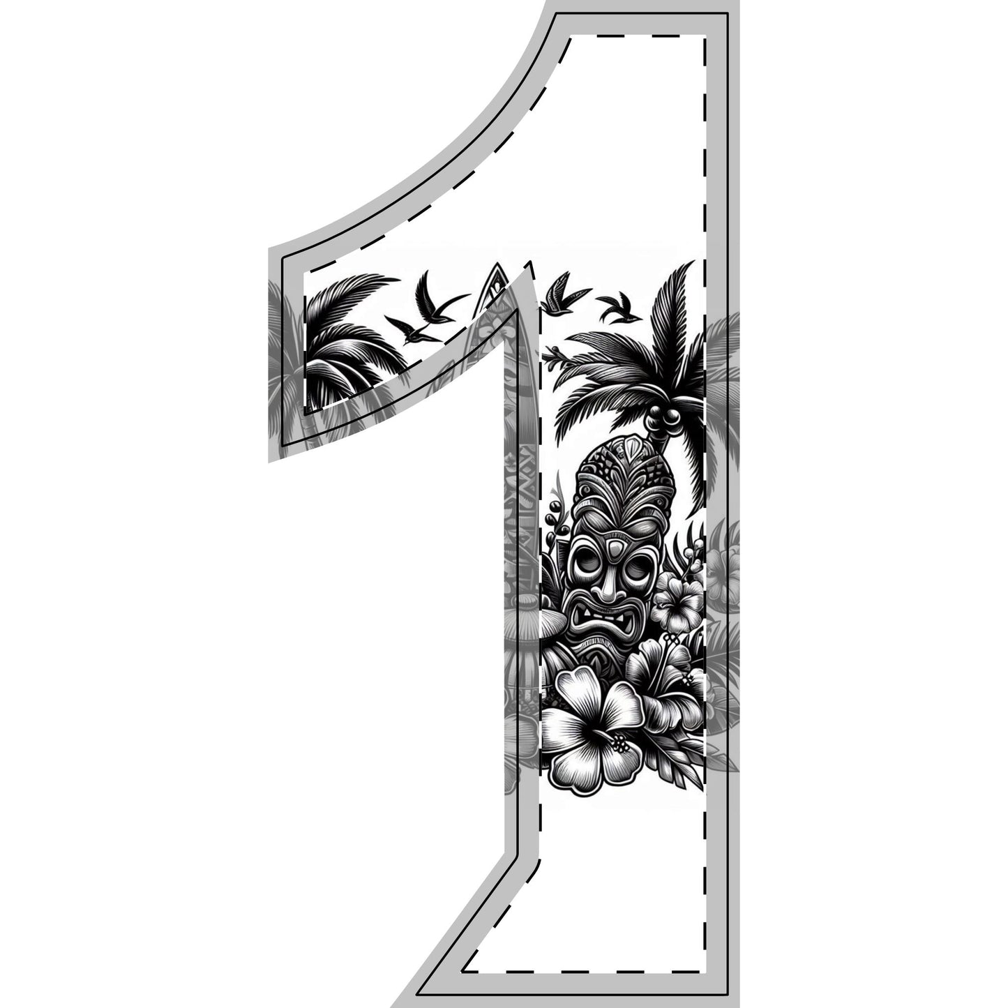 Tropical-Themed Wood Decor with Surfboard & Star Design - Hawaiian Flair