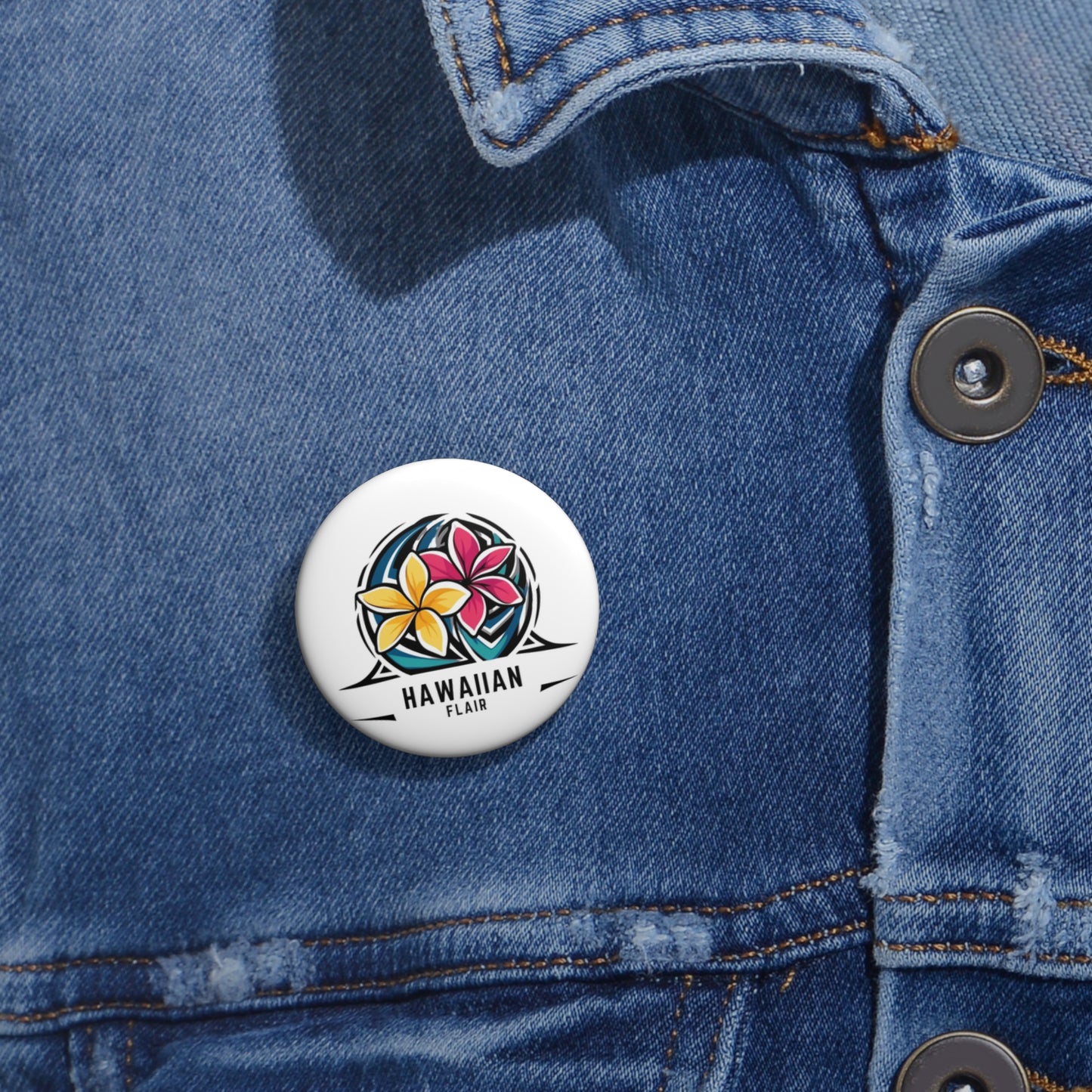 Custom Hawaiian Flair Pin Buttons - Tropical Flower Design - Hawaiian Flair