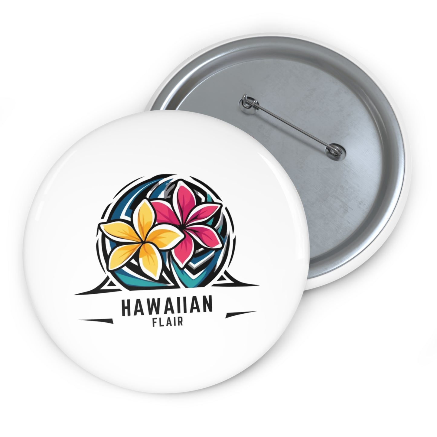 Custom Hawaiian Flair Pin Buttons - Tropical Flower Design - Hawaiian Flair