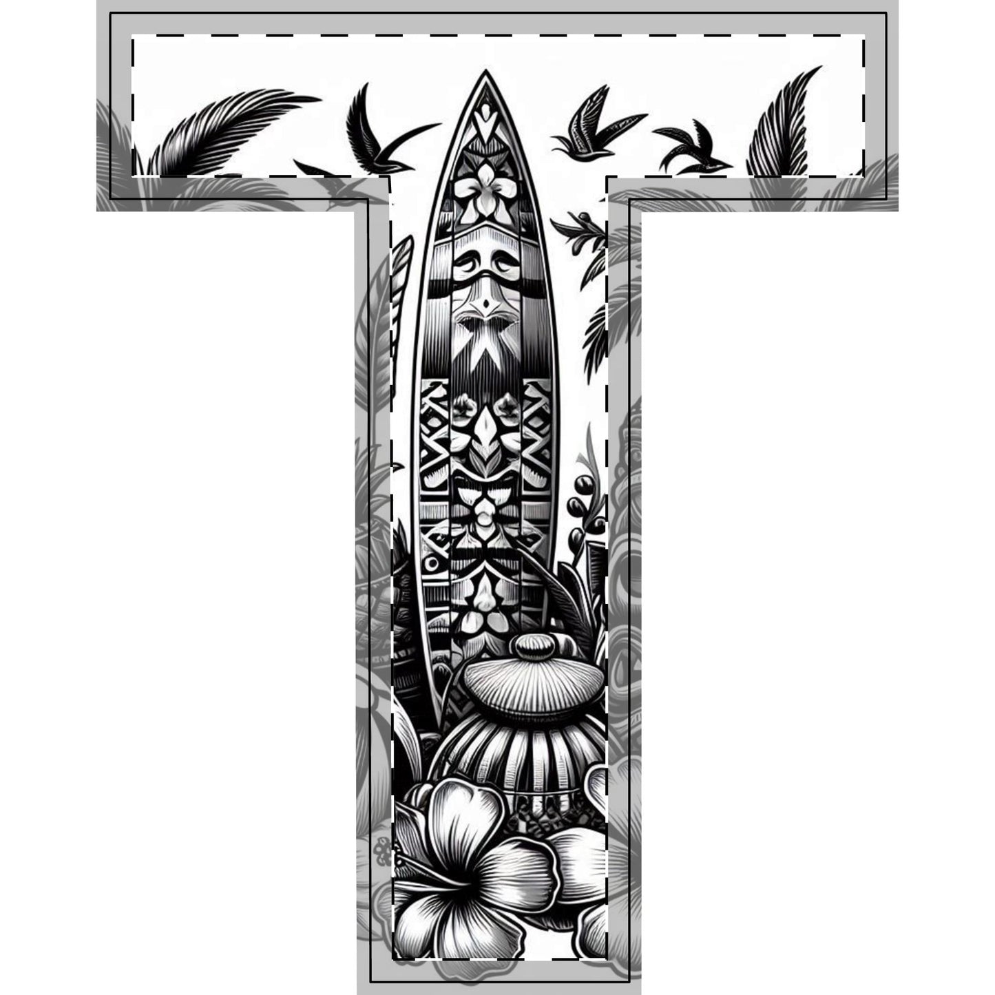 Tropical-Themed Wood Decor with Surfboard & Star Design - Hawaiian Flair