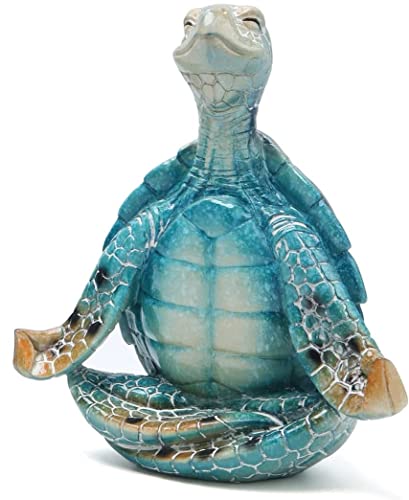 VVGIFTS Sea Turtle Meditation Yoga Decor, Garden Figurine Sea Turtle Meditating Coastal Beach Decorations, Zen Yoga Resin Statue for Home Office Decorations (Put The Palm Separate) - Hawaiian Flair