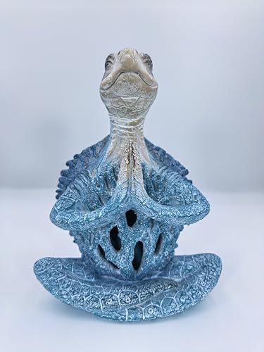 VVGIFTS Sea Turtle Meditation Yoga Decor, Garden Figurine Sea Turtle Meditating Coastal Beach Decorations, Zen Yoga Resin Statue for Home Office Decorations (Put The Palm Separate) - Hawaiian Flair