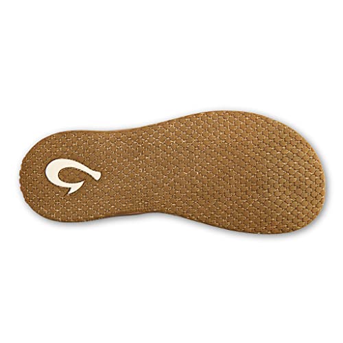 OLUKAI Paniolo Women's Beach Sandals, Distressed Full-Grain Leather Flip-Flop Slides, Wet Grip Soles, Compression Molded Footbed - Hawaiian Flair