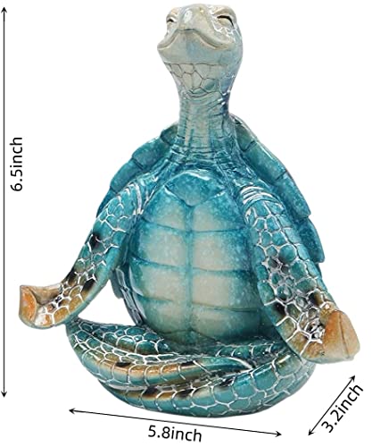 VVGIFTS Sea Turtle Meditation Yoga Decor, Garden Figurine Sea Turtle Meditating Coastal Beach Decorations, Zen Yoga Resin Statue for Home Office Decorations (Put The Palm Separate) - Hawaiian Flair