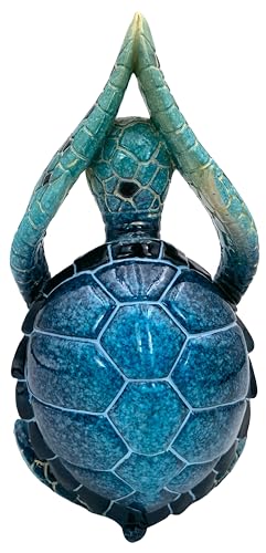 VVGIFTS Sea Turtle Meditation Yoga Decor, Garden Figurine Sea Turtle Meditating Coastal Beach Decorations, Zen Yoga Resin Statue for Home Office Decorations (Put The Palm Separate) - Hawaiian Flair