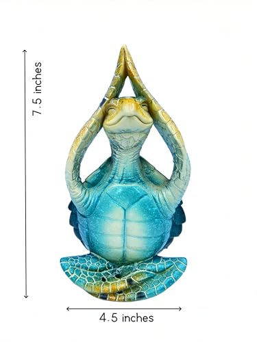 VVGIFTS Sea Turtle Meditation Yoga Decor, Garden Figurine Sea Turtle Meditating Coastal Beach Decorations, Zen Yoga Resin Statue for Home Office Decorations (Put The Palm Separate) - Hawaiian Flair