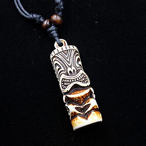 2PCS Hawaiian Protection Amulet Lucky Pendant Necklace Vintage Tiki Fish Hook Turtles Tortoise Shark Wolf Tooth Caved Satue Adjustable Rope Chain Necklaces for Men Women - Hawaiian Flair