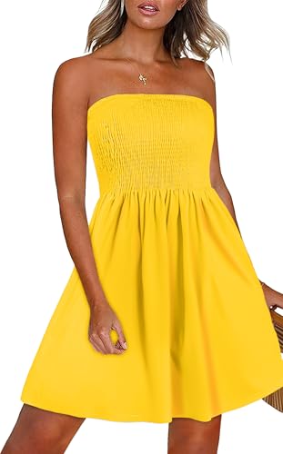 CHICGAL Summer Dresses for Women Beach Cover Ups Strapless Boho Floral Print Sundress - Hawaiian Flair