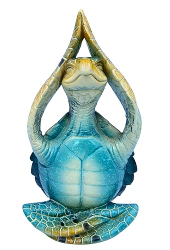 VVGIFTS Sea Turtle Meditation Yoga Decor, Garden Figurine Sea Turtle Meditating Coastal Beach Decorations, Zen Yoga Resin Statue for Home Office Decorations (Put The Palm Separate) - Hawaiian Flair