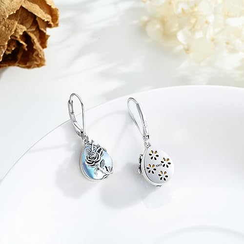 Moonstone Earrings 925 Sterling Silver Flower Teardrop Leverback Dangle Earrings Jewelry Gifts for Women Girls - Hawaiian Flair