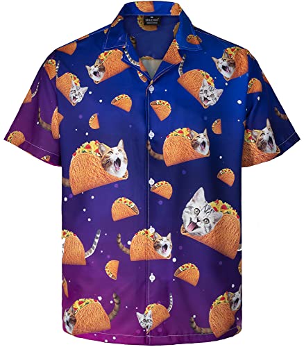 MIKENKO 80s 90s Hawaiian Shirt for Men Funny Button Down Shirt Big and Tall Short Sleeves Button Up Shirts for Men Women - Hawaiian Flair