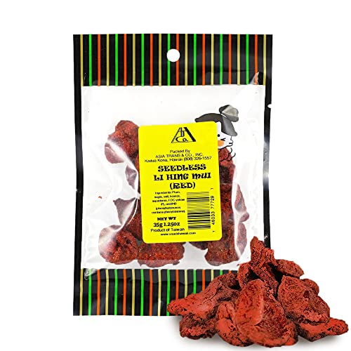 Sweet Seedless Li Hing Mui Crack Seed Plums | Hawaiian Favorite | Naturally Sweet Dried Asian Plum Candy | 1.25 Ounce - Hawaiian Flair