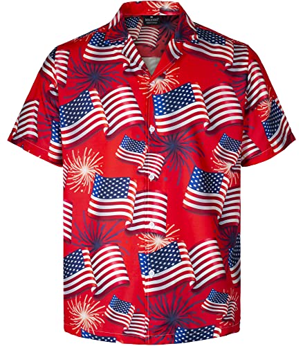 MIKENKO 80s 90s Hawaiian Shirt for Men Funny Button Down Shirt Big and Tall Short Sleeves Button Up Shirts for Men Women - Hawaiian Flair