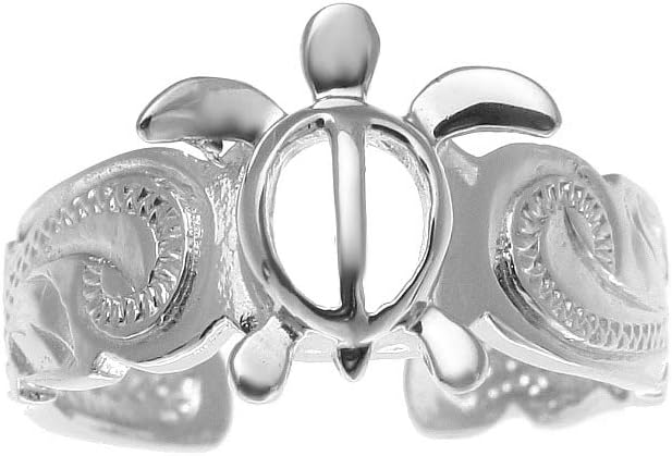 Arthur's Jewelry 925 sterling silver rhodium plated Hawaiian honu sea turtle scroll cut out scalloped edge toe ring - Hawaiian Flair