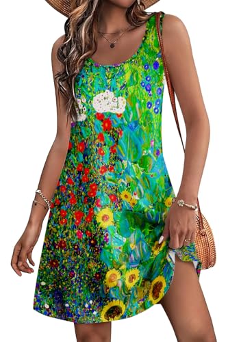 Women's Summer Dress 2025 Sleeveless Floral Boho Sundress Swimsuit Coverup Casual Loose Beach Vacation Tank Dresses - Hawaiian Flair