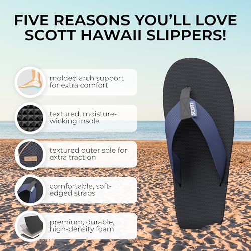 Scott Hawaii Makaha Flip Flop | Custom Molded Outsole with Arch Support | Podiatrist Recommended - Hawaiian Flair