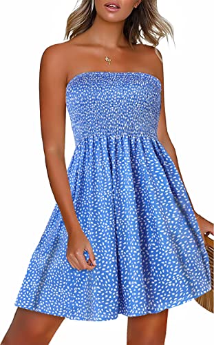 CHICGAL Summer Dresses for Women Beach Cover Ups Strapless Boho Floral Print Sundress - Hawaiian Flair