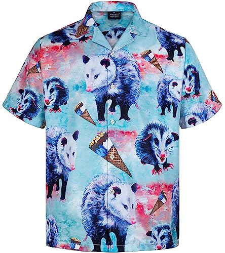 MIKENKO 80s 90s Hawaiian Shirt for Men Funny Button Down Shirt Big and Tall Short Sleeves Button Up Shirts for Men Women - Hawaiian Flair