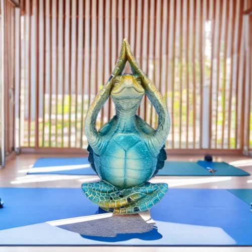VVGIFTS Sea Turtle Meditation Yoga Decor, Garden Figurine Sea Turtle Meditating Coastal Beach Decorations, Zen Yoga Resin Statue for Home Office Decorations (Put The Palm Separate) - Hawaiian Flair