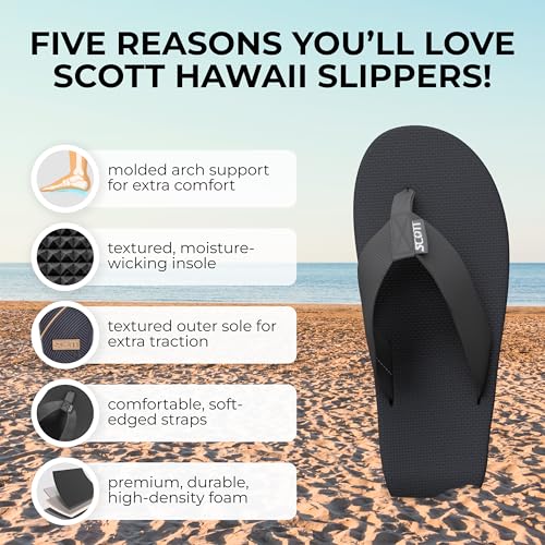 Scott Hawaii Makaha Flip Flop | Custom Molded Outsole with Arch Support | Podiatrist Recommended - Hawaiian Flair