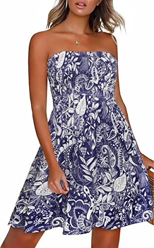 CHICGAL Summer Dresses for Women Beach Cover Ups Strapless Boho Floral Print Sundress - Hawaiian Flair