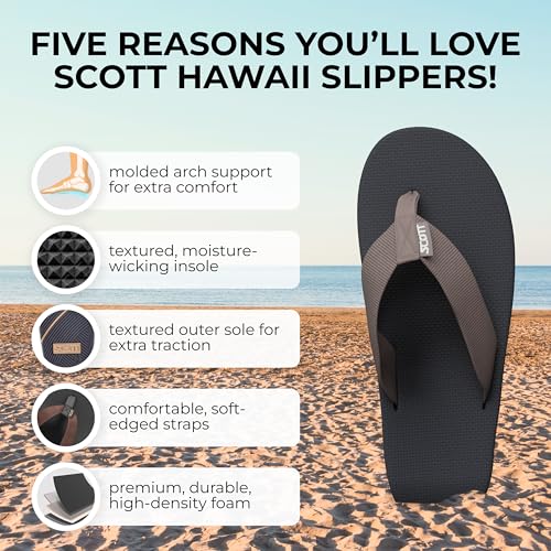 Scott Hawaii Makaha Flip Flop | Custom Molded Outsole with Arch Support | Podiatrist Recommended - Hawaiian Flair