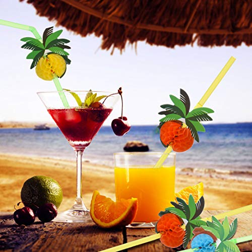 ALINK 50 Umbrella Parasol Drinking Straws, Hawaiian Beach Cocktail Luau Party Decorations Supplies