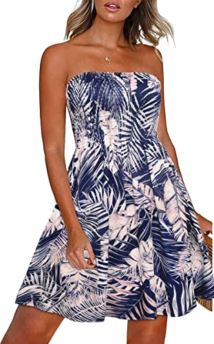 CHICGAL Summer Dresses for Women Beach Cover Ups Strapless Boho Floral Print Sundress - Hawaiian Flair
