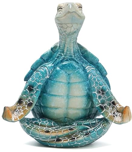 VVGIFTS Sea Turtle Meditation Yoga Decor, Garden Figurine Sea Turtle Meditating Coastal Beach Decorations, Zen Yoga Resin Statue for Home Office Decorations (Put The Palm Separate) - Hawaiian Flair