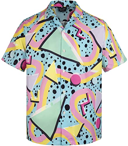 MIKENKO 80s 90s Hawaiian Shirt for Men Funny Button Down Shirt Big and Tall Short Sleeves Button Up Shirts for Men Women - Hawaiian Flair