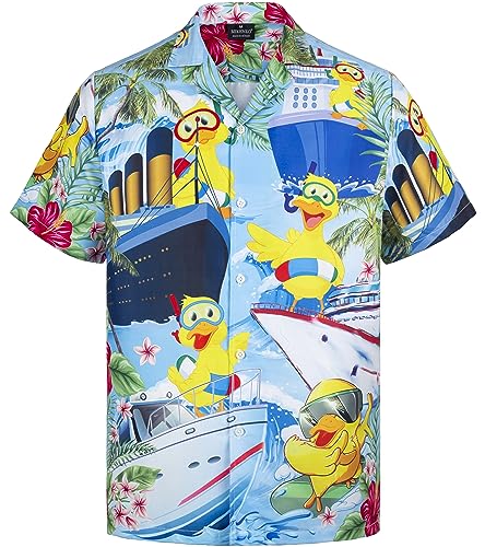 MIKENKO 80s 90s Hawaiian Shirt for Men Funny Button Down Shirt Big and Tall Short Sleeves Button Up Shirts for Men Women - Hawaiian Flair