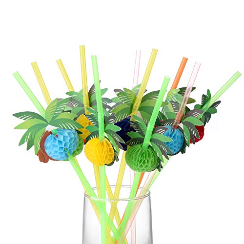 ALINK 50 Umbrella Parasol Drinking Straws, Hawaiian Beach Cocktail Luau Party Decorations Supplies