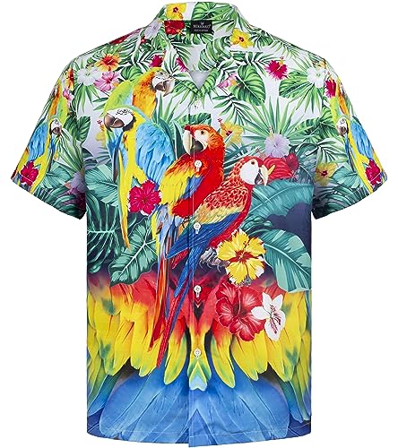 MIKENKO 80s 90s Hawaiian Shirt for Men Funny Button Down Shirt Big and Tall Short Sleeves Button Up Shirts for Men Women - Hawaiian Flair