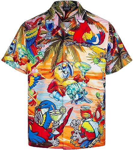 MIKENKO 80s 90s Hawaiian Shirt for Men Funny Button Down Shirt Big and Tall Short Sleeves Button Up Shirts for Men Women - Hawaiian Flair