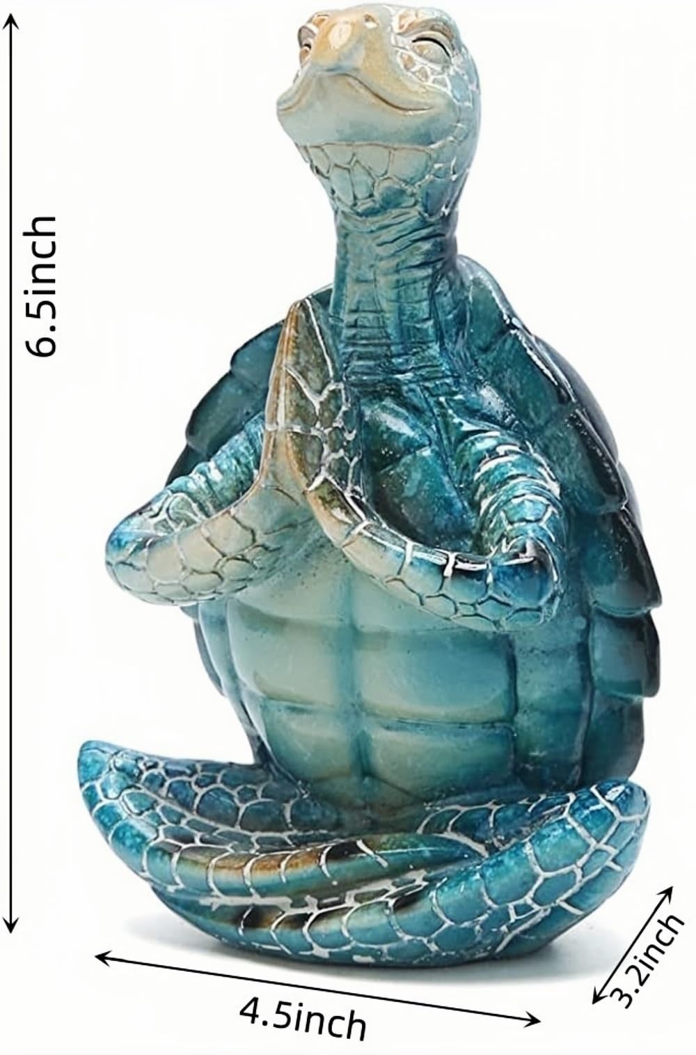 VVGIFTS Sea Turtle Meditation Yoga Decor, Garden Figurine Sea Turtle Meditating Coastal Beach Decorations, Zen Yoga Resin Statue for Home Office Decorations (Put The Palm Separate) - Hawaiian Flair