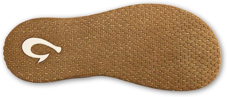OLUKAI Paniolo Women's Beach Sandals, Distressed Full-Grain Leather Flip-Flop Slides, Wet Grip Soles, Compression Molded Footbed - Hawaiian Flair