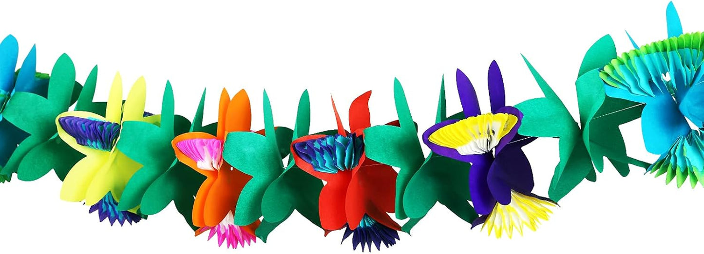 KESOTE 3 Pack Tropical Paper Flower Garland Luau Party Decorations, 30FT Tissue Flower Banner for Hawaiian Summer Tiki Bar Tropical Party Decor