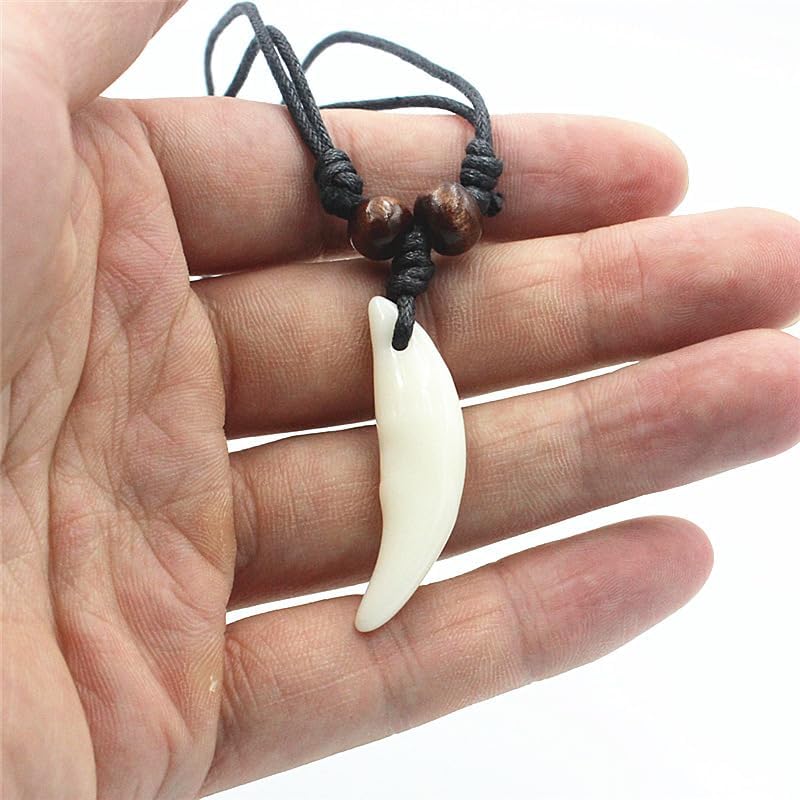 2PCS Hawaiian Protection Amulet Lucky Pendant Necklace Vintage Tiki Fish Hook Turtles Tortoise Shark Wolf Tooth Caved Satue Adjustable Rope Chain Necklaces for Men Women - Hawaiian Flair