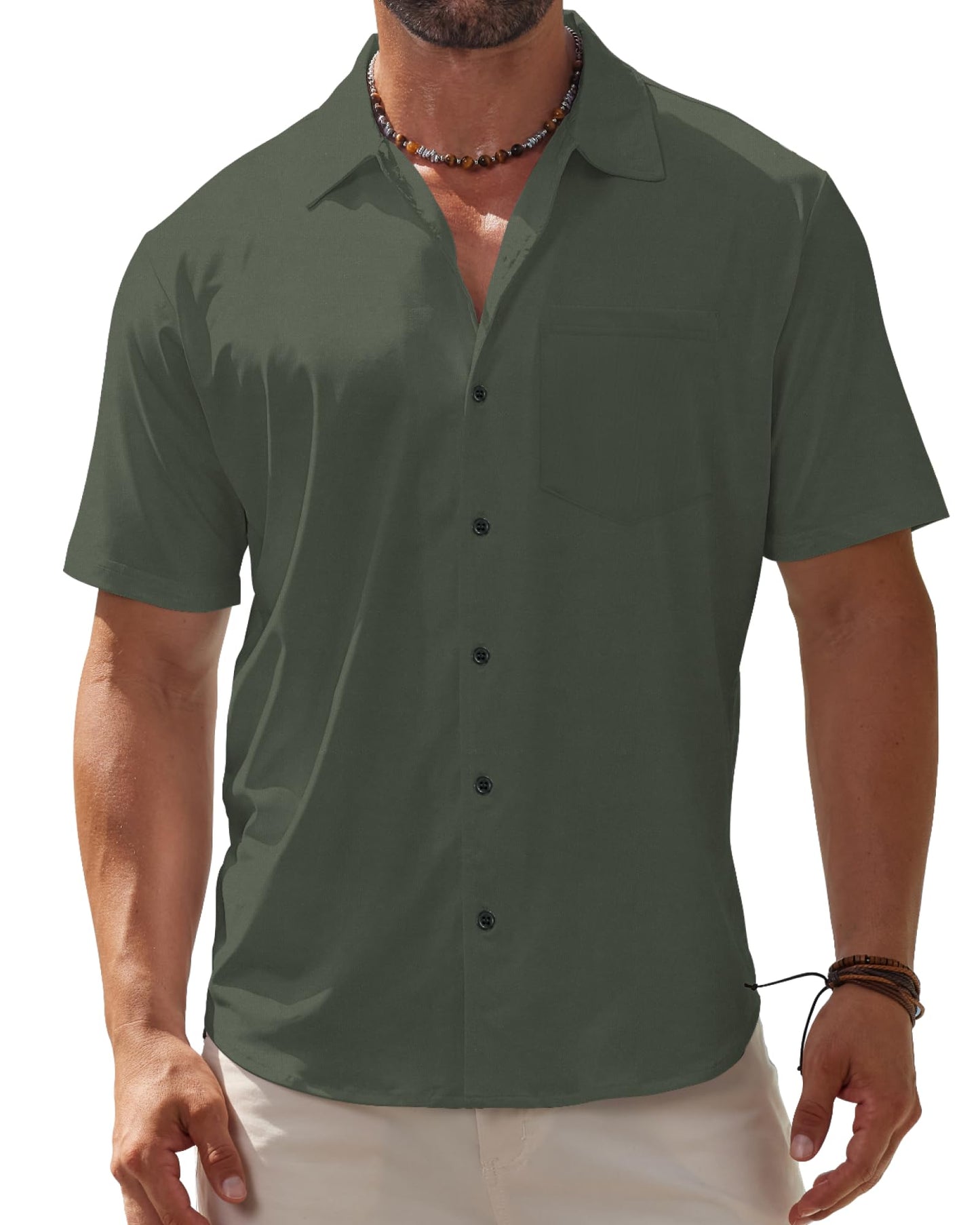 BOJIN Men's Hawaiian Wrinkle Free Short Sleeve Button Down Tropical Floral Beach Vacation Shirt - Hawaiian Flair