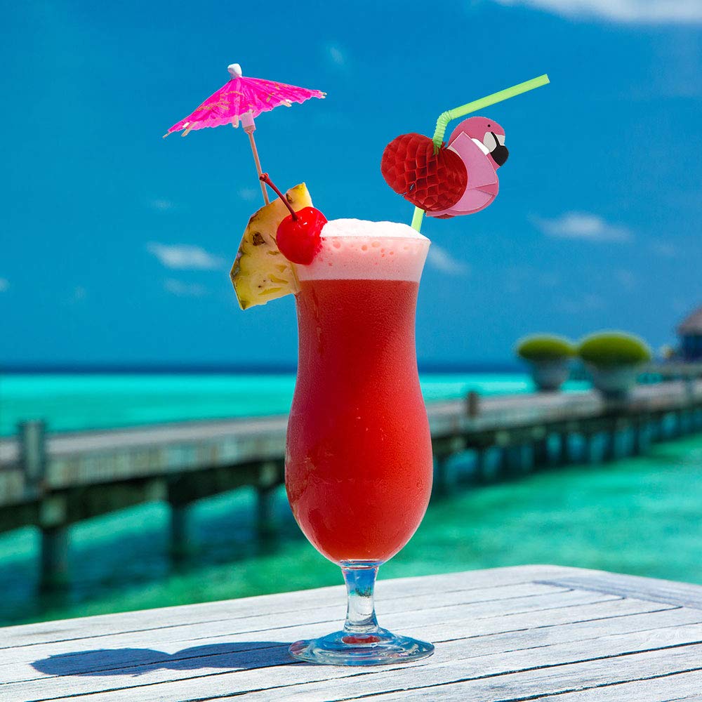 ALINK 50 Umbrella Parasol Drinking Straws, Hawaiian Beach Cocktail Luau Party Decorations Supplies