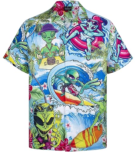 MIKENKO 80s 90s Hawaiian Shirt for Men Funny Button Down Shirt Big and Tall Short Sleeves Button Up Shirts for Men Women - Hawaiian Flair