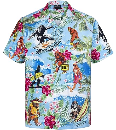 MIKENKO 80s 90s Hawaiian Shirt for Men Funny Button Down Shirt Big and Tall Short Sleeves Button Up Shirts for Men Women - Hawaiian Flair