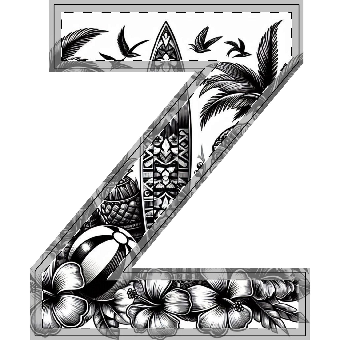 Tropical-Themed Wood Decor with Surfboard & Star Design - Hawaiian Flair