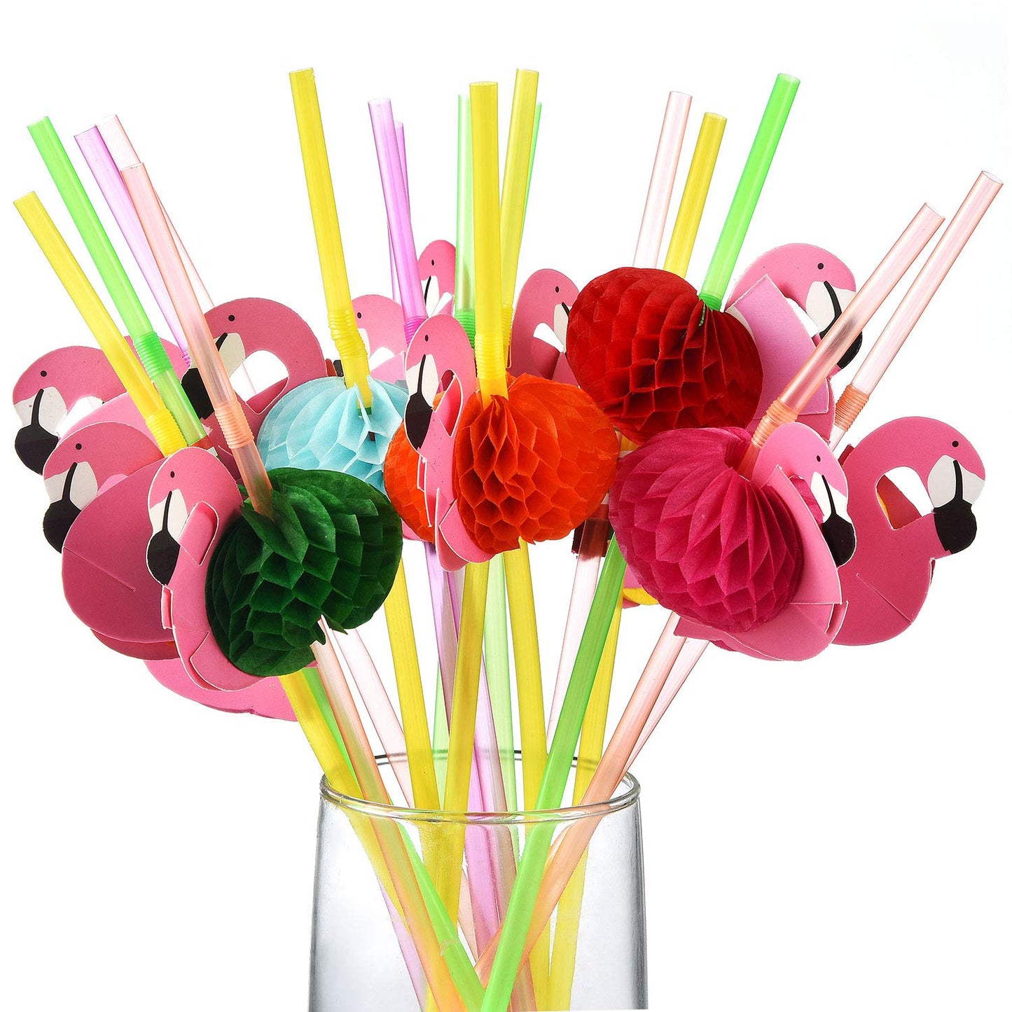 ALINK 50 Umbrella Parasol Drinking Straws, Hawaiian Beach Cocktail Luau Party Decorations Supplies